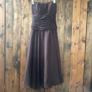 Brown Strapless Midi/Maxi Bridesmaid Dress